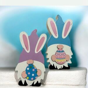 Easter Bunny Gnome Set - Pink and Blue Decorative Gnomes